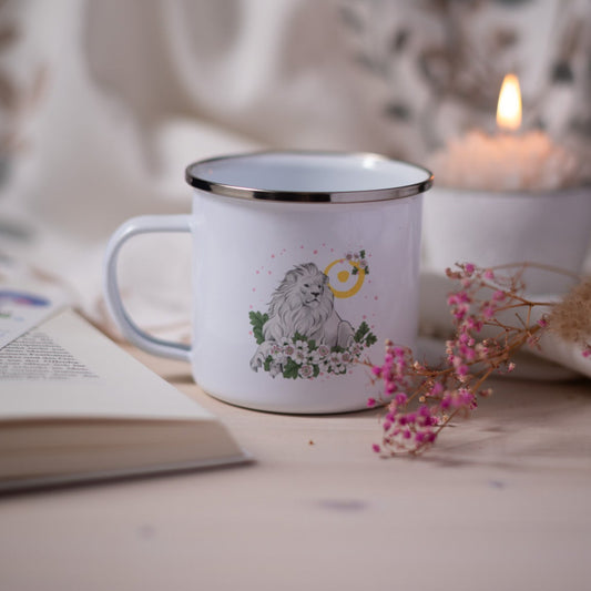 Signatur SONNE – Emaille Tasse