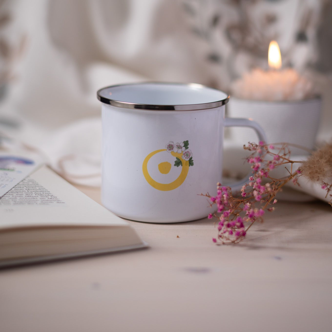 Signatur SONNE – Emaille Tasse