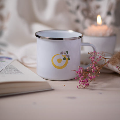 Signatur SONNE – Emaille Tasse
